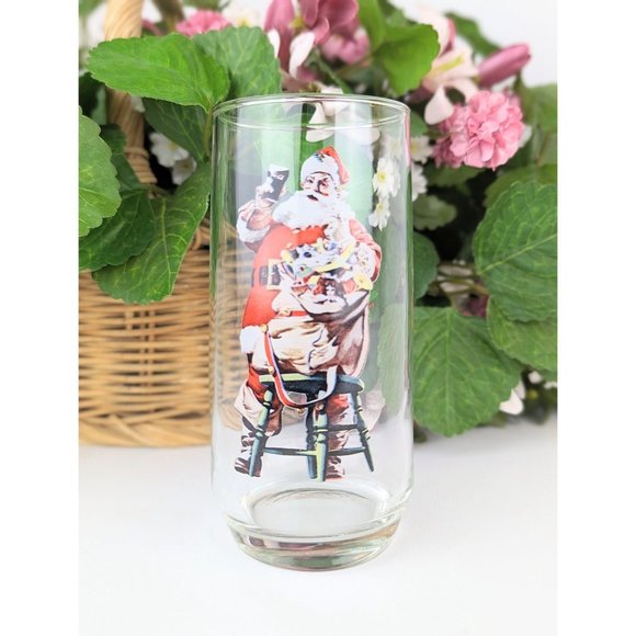 Santa Claus Coca Cola Water Glass | Vintage Haddon Sundblom Coca Cola Christmas - Picture 3 of 7